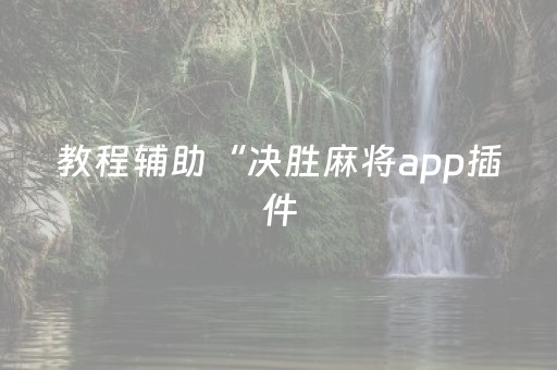 教程辅助“决胜麻将app插件（助赢神器通用版）