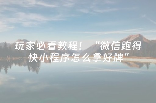 玩家必看教程！“微信跑得快小程序怎么拿好牌”（详细开挂教程）-哔哩哔哩