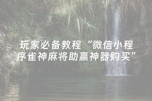 玩家必备教程“微信小程序雀神麻将助赢神器购买”（详细透视教程）-哔哩哔哩