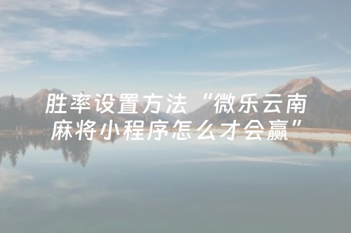 胜率设置方法“微乐云南麻将小程序怎么才会赢”（详细透视教程）-哔哩哔哩