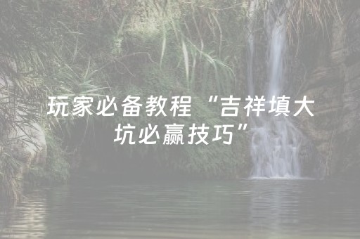 玩家必备教程“吉祥填大坑必赢技巧”（详细透视教程）-哔哩哔哩