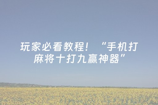 玩家必看教程！“手机打麻将十打九赢神器”（详细透视教程）-哔哩哔哩