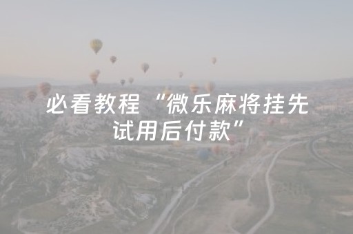 必看教程“微乐麻将挂先试用后付款”（详细透视教程）-哔哩哔哩
