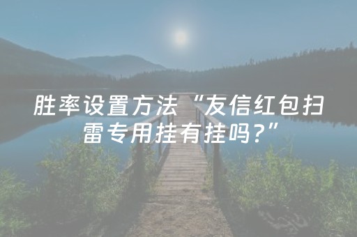 胜率设置方法“友信红包扫雷专用挂有挂吗?”（详细透视教程）-哔哩哔哩