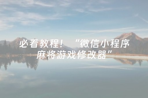 必看教程！“微信小程序麻将游戏修改器”（详细透视教程）-哔哩哔哩