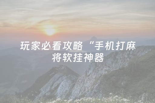玩家必看攻略“手机打麻将软挂神器（专用辅牌神器免安装）