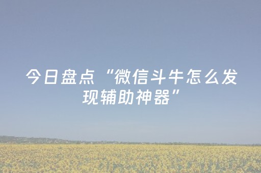 今日盘点“微信斗牛怎么发现辅助神器”（详细辅助教程）-哔哩哔哩