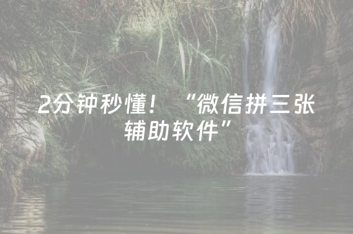 2分钟秒懂！“微信拼三张辅助软件”（详细开挂教程）-哔哩哔哩