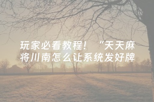 玩家必看教程！“天天麻将川南怎么让系统发好牌”（详细透视教程）-哔哩哔哩