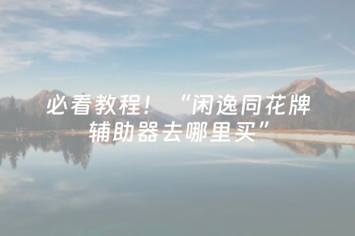 必看教程！“闲逸同花牌辅助器去哪里买”（详细辅助教程）-哔哩哔哩