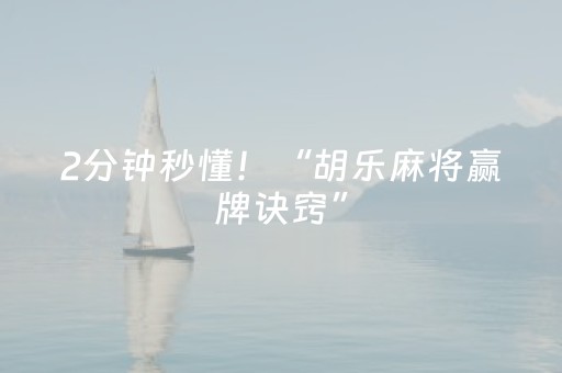2分钟秒懂！“胡乐麻将赢牌诀窍”（详细开挂教程）-哔哩哔哩