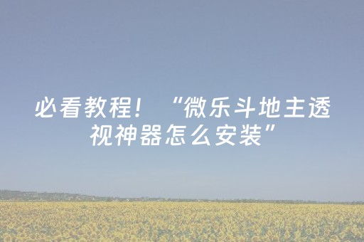 必看教程！“微乐斗地主透视神器怎么安装”（详细开挂教程）-哔哩哔哩