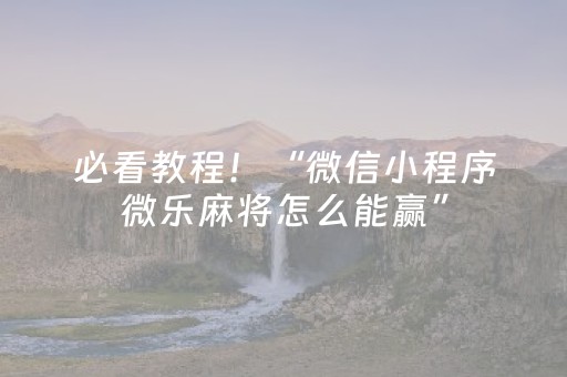 必看教程！“微信小程序微乐麻将怎么能赢”（详细辅助教程）-哔哩哔哩