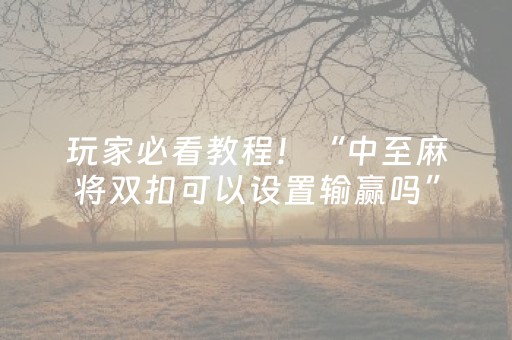 玩家必看教程！“中至麻将双扣可以设置输赢吗”（详细开挂教程）-哔哩哔哩