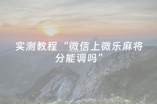 实测教程“微信上微乐麻将分能调吗”（详细透视教程）-哔哩哔哩