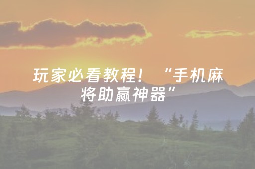 玩家必看教程！“手机麻将助赢神器”（详细透视教程）-哔哩哔哩