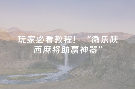 玩家必看教程！“微乐陕西麻将助赢神器”（详细开挂教程）-哔哩哔哩
