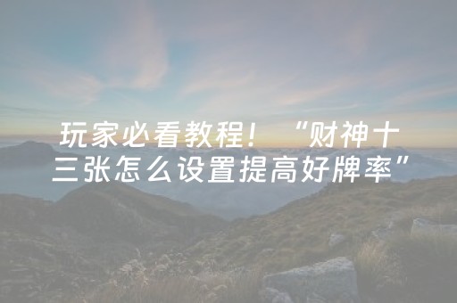 玩家必看教程！“财神十三张怎么设置提高好牌率”（详细辅助教程）-哔哩哔哩