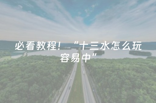 必看教程！“十三水怎么玩容易中”（详细开挂教程）-哔哩哔哩