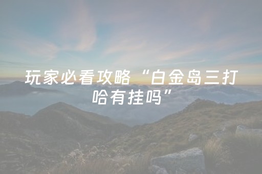 玩家必看攻略“白金岛三打哈有挂吗”（详细透视教程）-哔哩哔哩