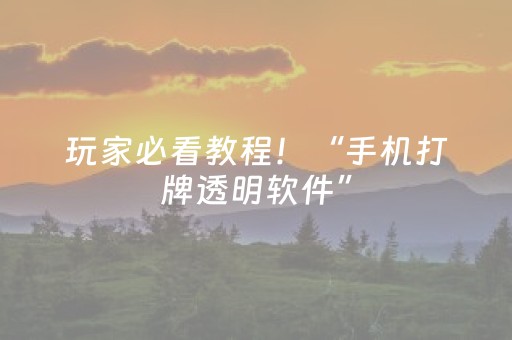 玩家必看教程！“手机打牌透明软件”（详细辅助教程）-哔哩哔哩