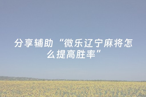 分享辅助“微乐辽宁麻将怎么提高胜率”（详细透视教程）-哔哩哔哩