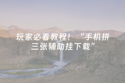 玩家必看教程！“手机拼三张辅助挂下载”（详细开挂教程）-哔哩哔哩