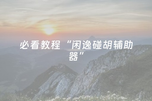 必看教程“闲逸碰胡辅助器”（详细透视教程）-哔哩哔哩