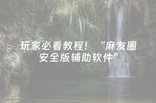 玩家必看教程！“麻友圈安全版辅助软件”（详细开挂教程）-哔哩哔哩