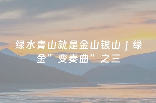 绿水青山就是金山银山｜绿金”变奏曲”之三