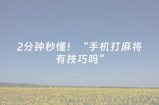 2分钟秒懂！“手机打麻将有技巧吗”（详细透视教程）-哔哩哔哩