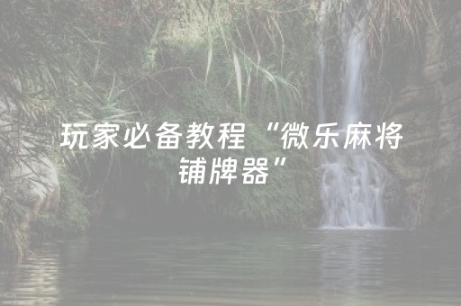 神器魅力无限!旺旺福建麻将辅助器工具(如何才能打赢)