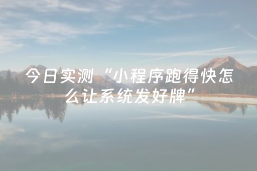 今日实测“小程序跑得快怎么让系统发好牌”（详细开挂教程）-哔哩哔哩