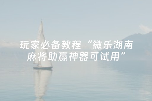 玩家必备教程“微乐湖南麻将助赢神器可试用”（详细透视教程）-哔哩哔哩