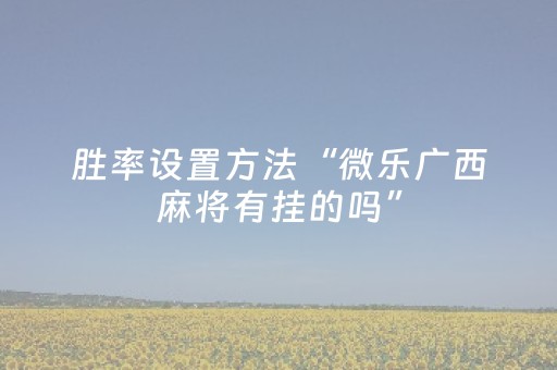 胜率设置方法“微乐广西麻将有挂的吗”（详细透视教程）-哔哩哔哩