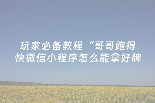 玩家必备教程“哥哥跑得快微信小程序怎么能拿好牌”（详细透视教程）-哔哩哔哩
