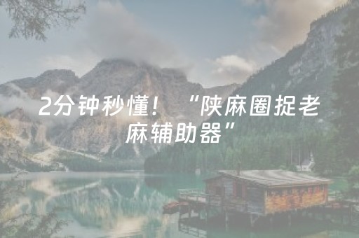 2分钟秒懂！“陕麻圈捉老麻辅助器”（详细透视教程）-哔哩哔哩