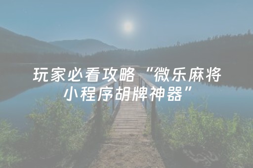 玩家必看攻略“微乐麻将小程序胡牌神器”（详细透视教程）-哔哩哔哩