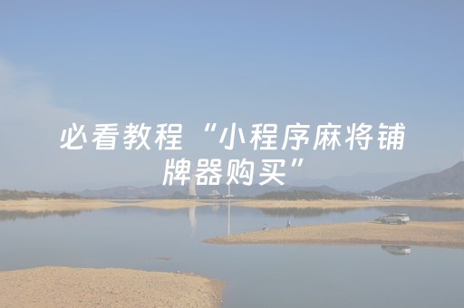 必看教程“小程序麻将铺牌器购买”（详细透视教程）-哔哩哔哩