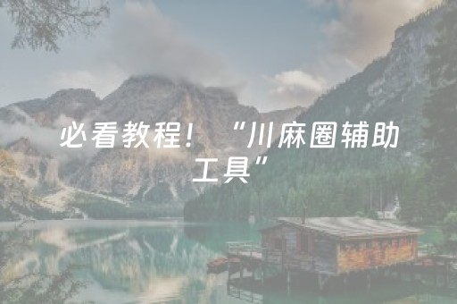 必看教程！“川麻圈辅助工具”（详细开挂教程）-哔哩哔哩