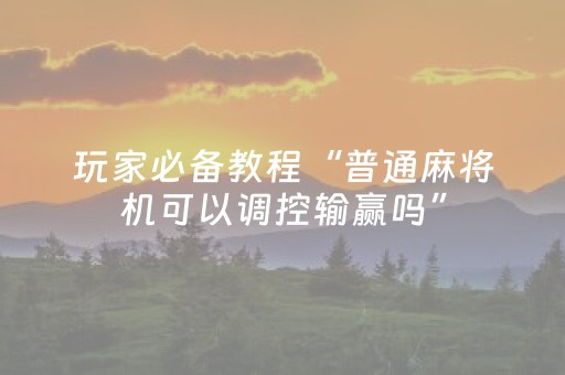 玩家必备教程“普通麻将机可以调控输赢吗”（详细透视教程）-哔哩哔哩