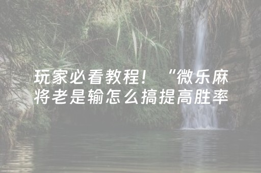玩家必看教程！“微乐麻将老是输怎么搞提高胜率”（详细透视教程）-哔哩哔哩