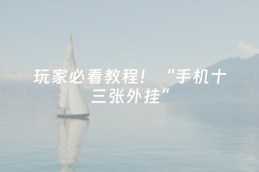 玩家必看教程！“手机十三张外挂”（详细辅助教程）-哔哩哔哩