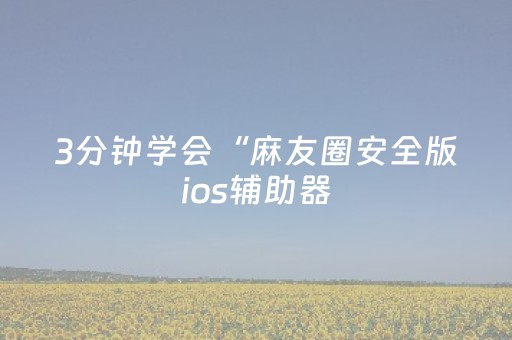 3分钟学会“麻友圈安全版ios辅助器（助赢神器通用版）