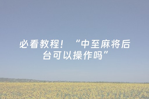必看教程！“中至麻将后台可以操作吗”（详细开挂教程）-哔哩哔哩