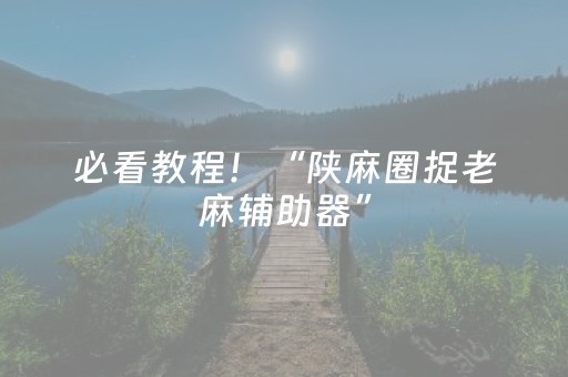 必看教程！“陕麻圈捉老麻辅助器”（详细辅助教程）-哔哩哔哩