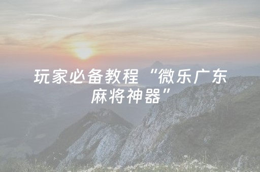 玩家必备教程“微乐广东麻将神器”（详细透视教程）-哔哩哔哩