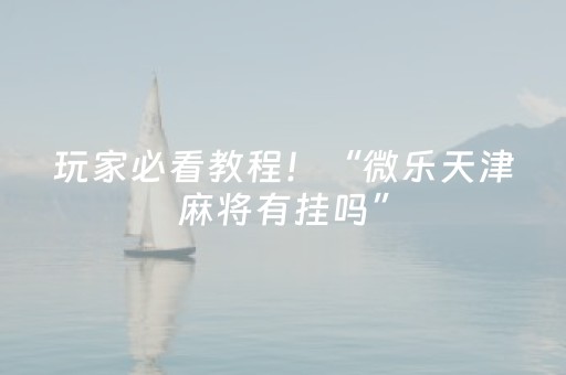 玩家必看教程！“微乐天津麻将有挂吗”（详细开挂教程）-哔哩哔哩