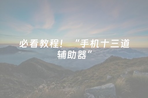 必看教程！“手机十三道辅助器”（详细开挂教程）-哔哩哔哩