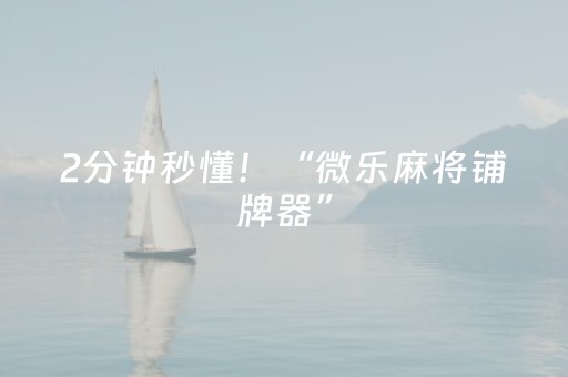2分钟秒懂！“微乐麻将铺牌器”（详细开挂教程）-哔哩哔哩
